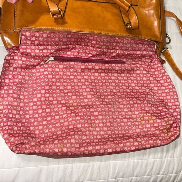 Badgley Mischka Julia Weekender Vegan Leather Camel Large Travel Tote Bag - Picture 14 of 16